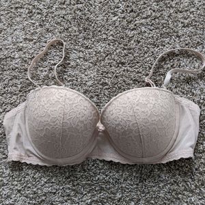 Aerie Nude Lace Convertible Strapless Bra